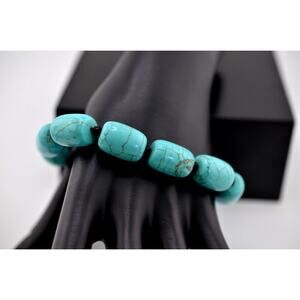 Native American Navajo Blue Howlite Barrel Bead Bracelet